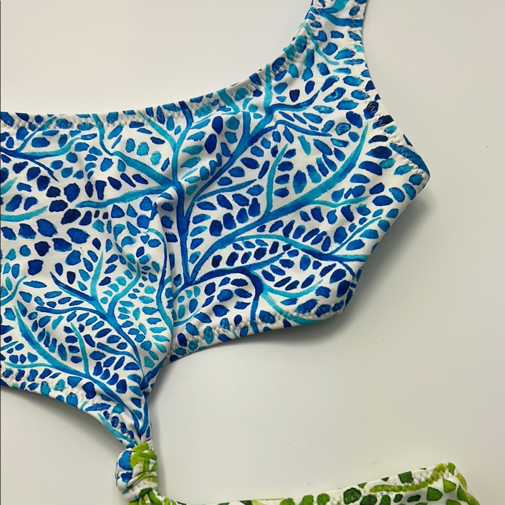 Solid & Striped The Bailey Swimsuit One Piece Knot Blue Green Floral Small - Picture 6 of 15